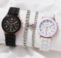 Women's watch set with black and white Geneva watches and magnetic heart bracelet - Double Watch + Magnetic Bracelet / Black and White 3