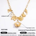 Collar dorado de acero inoxidable con eslabones de clip y colgantes de mariposa - Estilo Rosa & Sol (XL31346)