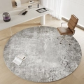 Grey round rug with abstract texture for office chairs and modern home decor - Circle Fleece-Vain Rock