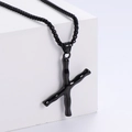 Dettaglio del ciondolo lettera X 3D con trama a bambù e catena a sfere nera - Lettera X (Nero Con Catena)