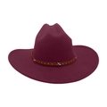 Classic burgundy western cowboy hat with brown studded star belt on wool felt - One Size / Burgundy