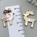 Christmas reindeer alloy charm with white oil drop finish and gold plating measurement - Christmas Deer (16x23mm)