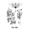 Waterproof temporary tattoo sticker TH-169 with black roses and bird designs - Th-169 / 210*148mm