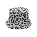 Detail of black and white leopard print bucket hat with multi-row stitching on the brim - M(56-58cm) / Black White Leopard Style (F)