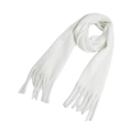 Soft white loop yarn scarf with thick braided tassels for autumn and winter season - White