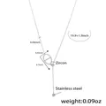 Silver stainless steel zircon anchor link necklace with fringe tassel and sizing info - 50+5cm / Steel Color 5A Zirconia Necklace (P217)
