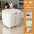 Ivory white 15kg sealed rice storage container with press-lid and transparent window - Ivory White 15kg