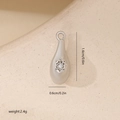 Detailed size view of silver teardrop pendant with cubic zirconia for jewelry making - Water Drop Style White Gold (MYYX00667)
