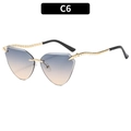 Cat eye rimless sunglasses with blue-orange gradient lenses and gold snake-style legs - Grey Yellow Lens (C6)