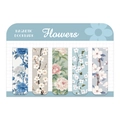 Five-piece vintage magnetic bookmark set with colorful floral designs on display card - Flowers CXSQ011