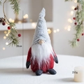 Gnome de Noël en peluche avec corps en feutre rouge et bonnet gris, décor de 28cm - Bonnet à Poils Longs Gris Corps Rouge Style Cadeau (N° 10)