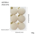 Set de 6 bolas de Navidad flocadas crema de 8cm en caja, medidas 23,5x15,5cm - 8CM (Juego de 6) / Blanco (Tapa Dorada)