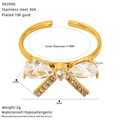 Vista dettagliata dell'anello a fiocco placcato oro 18K con diametro interno di 17mm e misure - Design a Fiocco di Farfalla(SR209G)