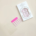Kit unghie finte piedi stile french con strass e accessori in una confezione bianca - Stile French Rosa e Bianco con Strass (XB-50-88)