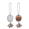 Sublimation metal wind chime with silver round panel and double bells for car hanging - Round with Bells Style (CG002)