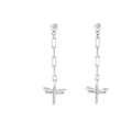 Orecchini a forma di libellula in argento con catena spessa e perni rotondi moderni - Orecchini / Argento