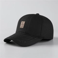 Winter thermal baseball cap for elderly men with ear protection in black cotton canvas - Adjustable / Black