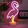 Pink flamingo LED neon light with white round base for home desk decoration - Big Flamingo Tricolor