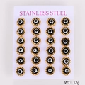 Set of 12 pairs gold stainless steel evil eye stud earrings on white display card - Lace Gold Frame Black (12 Pairs Set)