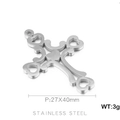 Silberner Edelstahl Kreuzanhänger 27x40mm für DIY Schmuckherstellung und Halsketten - Silbernes Hohles Kreuz (KLJ448-Z)