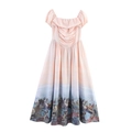 Vintage renaissance jurk met engelprint, vierkante hals en pofmouwen voor dames - XS / Roze