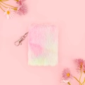 Mini taccuino A7 in peluche colori macaron tie-dye con fibbia in metallo e catenella - A7 Mini / Rosa Multicolore