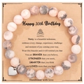 Bracelet en pierre naturelle rose avec pendentif cœur pour cadeau de 30ème anniversaire - Bracelet en Pierre Zébrée Rose + Carte Joyeux 30ème