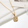 Gold-plated titanium steel necklace with a hollow cross pendant and crystal stones - Cross