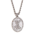 Collana San Michele argento con catena a corda e pendente con strass scintillanti - Argento