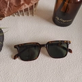 Vintage leopard print square sunglasses with dark green lenses and silver rivets - Tortoiseshell 29