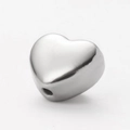 Polished silver baroque heart love charm bead made of durable stainless steel - Polished Smooth Heart / Steel 3#
