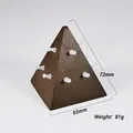 Dark brown wooden pyramid display stand for jewelry with white hooks and size markers - Style 16 / Pyramid Display Stand