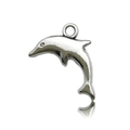 Tibetan silver dolphin pendant charm for DIY necklace making and jewelry crafts - Antique Silver Dolphin 19x13mm