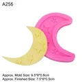 Stampo in silicone rosa per lecca-lecca a forma di luna e stella con dettagli - Stile Stella e Luna / Rosa