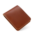 Portafoglio corto bifold in pelle crazy horse marrone con finitura vintage e cuciture - Marrone