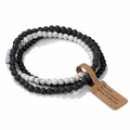 Three-layer beaded bracelet set with natural volcanic stone and white turquoise beads - FK1763-Lava Rock/White Turquoise Set