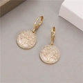 Elegant 14K gold plated tree of life earrings with sparkling zircons and mother of pearl - H-8670 Mother of Pearl Tree of Life