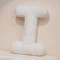 Letter I shaped plush pillow in cream teddy fleece material for cozy home sofa decor - Letter I