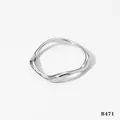 Minimalist irregular wavy silver 316 stainless steel ring with polished finish - US 8 / Silver Wave Shape (B471)