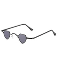 Retro black heart-shaped metal frame sunglasses with dark grey lenses for fashion styling - Black Frame Grey Lens