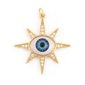 Goldener Sternenanhänger mit Evil Eye-Detail und funkelndem weißen Steinbesatz - M86-D3 Auge Sternen-Stil / Blau