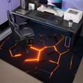 Gaming-Stuhlmatte mit 3D-orangefarbenem Rissmuster auf dunklem Holzboden - Glühende Lava (rechteckig) / 90*120cm