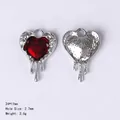 Lava heart charms in red oil drip and silver finish for DIY necklace jewelry making - 90994 Red