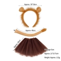 Lion costume set with yellow furry ears headband, tail and brown tulle tutu for kids - 3Pcs Lion Set (Headband + Tail + Coffee Skirt)