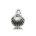 Silver shell pendant accessory for DIY jewelry making with top connecting ring - Antique Silver Small Shell 9x11mm