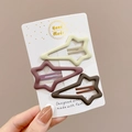Three-piece star-shaped matte BB hair clips in beige, reddish-brown, and dark coffee - Star Set - 3 Pcs (5.5cm)