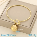 Bracciale rigido dorato minimalista con ciondolo a sfera cava, diametro 60mm e fascino 18mm - Oro