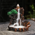 Mountain peaks backflow incense burner with realistic waterfall smoke and pine tree detail - 5: Green Cypress Mountain