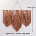 Handmade Bohemian woven wall hanging in brown with tassels and wood rod, 110x82cm - Three-Section Brown Zodiac Tassel Decor
