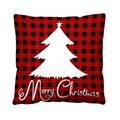 Christmas pillowcase with red buffalo plaid, white tree silhouette and Merry Christmas text - Style 12-Red Black Plaid Tree Merry Christmas